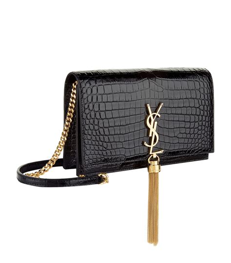 ysl small kate tassel croc-embossed